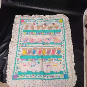 Vintage fisher price farm alphabet ruffled baby crib comforter